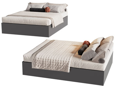 现代布艺双人床