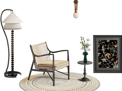 法式休闲椅子 边几 地画