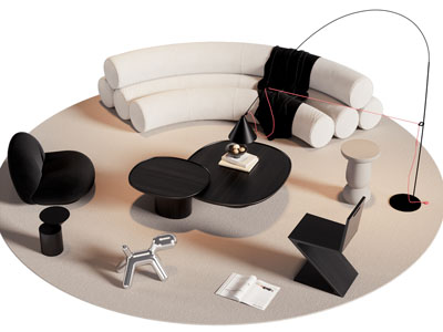 现代异形多人沙发 懒人沙发和茶几组合