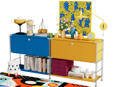 现代多巴胺玄关柜 边柜3d模型 现代多巴胺玄关柜 边柜