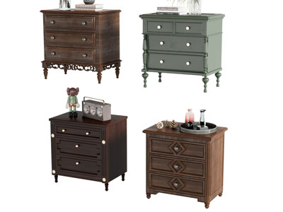 美式实木床头柜