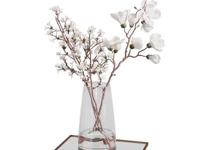 现代玻璃花瓶花卉3d模型 现代玻璃花瓶花卉