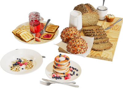 现代面包 甜点 水果食物