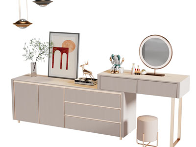 现代轻奢化妆 梳妆台3d模型 现代轻奢化妆 梳妆台