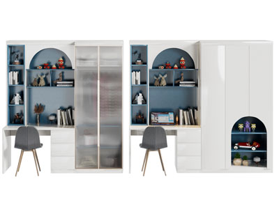 现代衣柜 书桌椅组合3d模型 现代衣柜 书桌椅组合