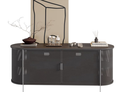 侘寂风玄关柜 边柜3d模型 侘寂风玄关柜 边柜