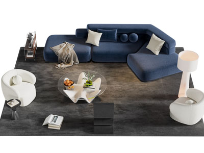 现代转角多人沙发 休闲椅子和茶几组合