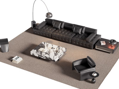 现代皮质多人沙发 休闲椅子和茶几组合