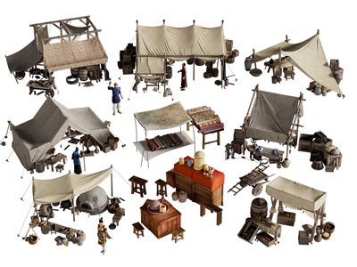 现代帐篷 古代市集