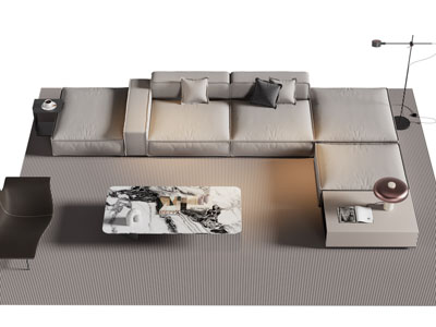 现代转角多人沙发 休闲椅子和茶几组合