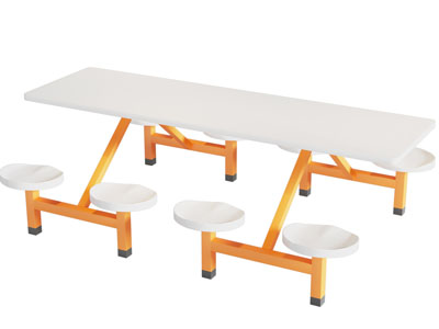 现代食堂固定式餐桌椅组合3d模型 现代食堂固定式餐桌椅组合