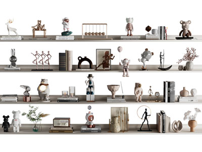 现代饰品 雕塑雕刻 摆件组合3d模型 现代饰品 雕塑雕刻 摆件组合