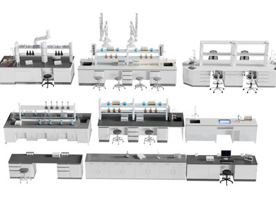 现代实验室实验办公桌椅组合3d模型 现代实验室实验办公桌椅组合