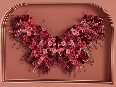 现代蝴蝶橱窗 美陈3d模型 现代蝴蝶橱窗 美陈