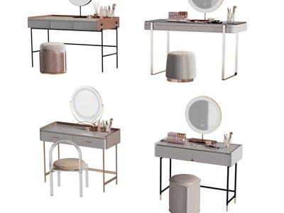 现代轻奢化妆 梳妆台3d模型 现代轻奢化妆 梳妆台