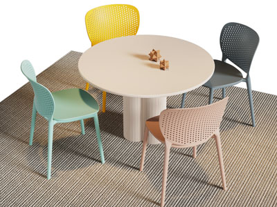 现代圆形休闲餐桌椅组合3d模型 现代圆形休闲餐桌椅组合