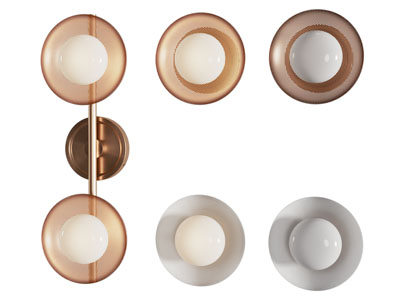 现代轻奢球形灯罩壁灯3d模型 现代轻奢球形灯罩壁灯