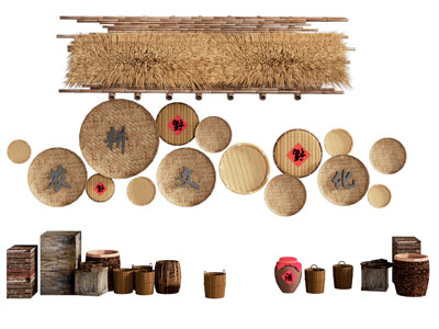 现代中国农村农具展览展示 墙饰3d模型 现代中国农村农具展览展示 墙饰