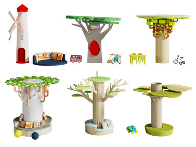 现代儿童装饰柱子 公共椅子