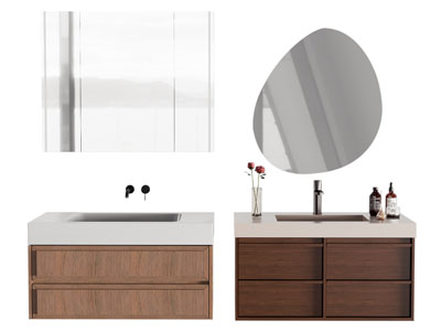 现代中古风洗手台 镜柜 浴室柜