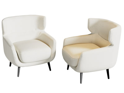 现代奶油风单人沙发