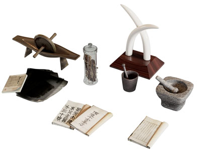 新中式药杵 中药书摆件组合3d模型 新中式药杵 中药书摆件组合