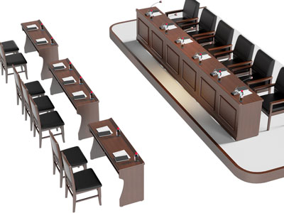 现代党政机关单位会议桌 办公桌椅组合3d模型 现代党政机关单位会议桌 办公桌椅组合