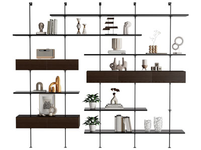 现代中古风顶天立地装饰柜