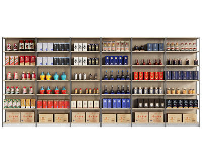 现代酒柜 白酒展柜 货架3d模型 现代酒柜 白酒展柜 货架