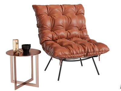 现代休闲椅子 边几