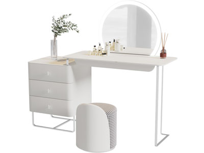 现代奶油风化妆 梳妆台3d模型 现代奶油风化妆 梳妆台