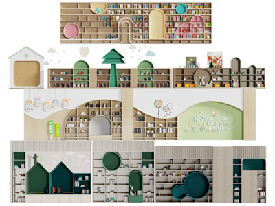 现代幼儿园装饰书柜