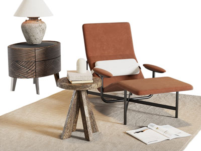 侘寂风躺椅 边几