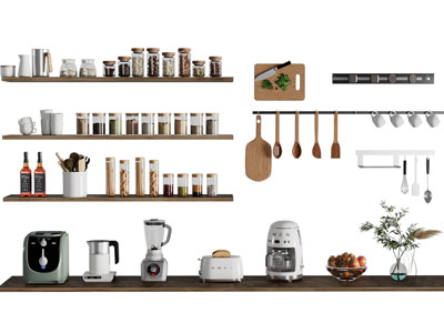 现代厨房电器 调料瓶 厨具摆件组合