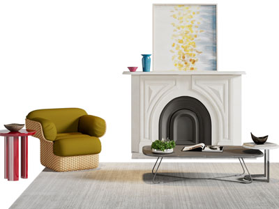 现代多巴胺休闲椅子 边几 壁炉火炉3d模型 现代多巴胺休闲椅子 边几 壁炉火炉