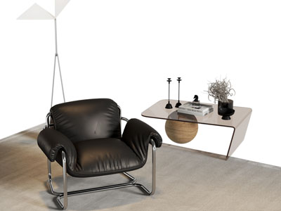 现代休闲椅子 边几