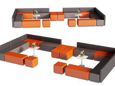 现代公共椅 商务沙发卡座组合