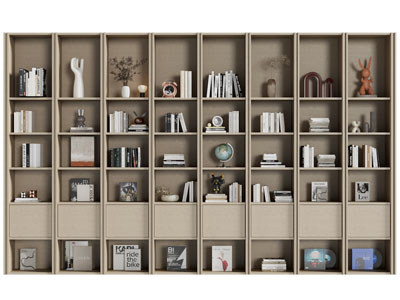 新中式开放式装饰书柜