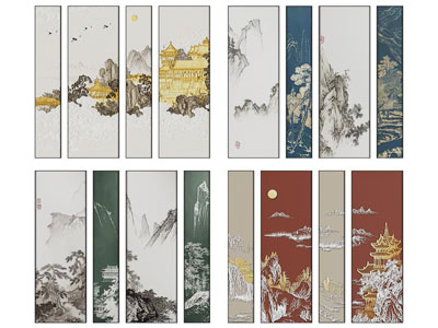 新中式装饰挂画3d模型 新中式装饰挂画