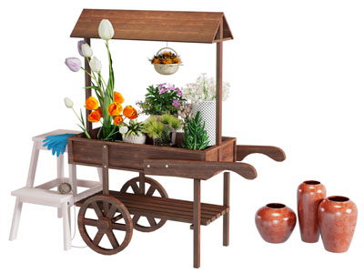 现代中古风花架 售卖车 小花车 货车美陈