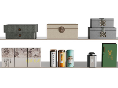 新中式礼品盒 收纳盒 茶叶罐3d模型 新中式礼品盒 收纳盒 茶叶罐