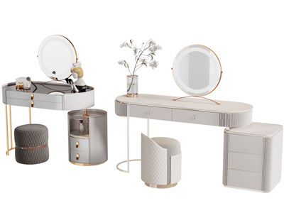现代轻奢化妆 梳妆台3d模型 现代轻奢化妆 梳妆台