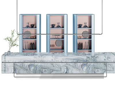 新中式酒吧吧台 前台接待台3d模型 新中式酒吧吧台 前台接待台