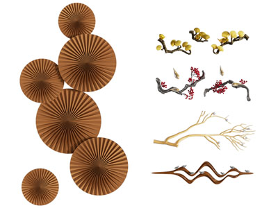 新中式墙饰挂件3d模型 新中式墙饰挂件