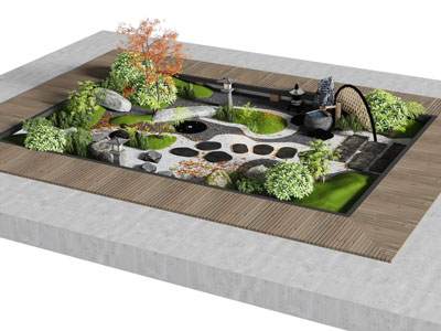 日式庭院微地形 庭院景观园艺小品