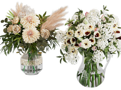 现代玻璃花瓶花卉