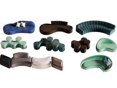 现代异形多人沙发 公共椅子