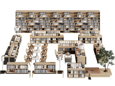 现代书柜 书架 卡座沙发 装饰架