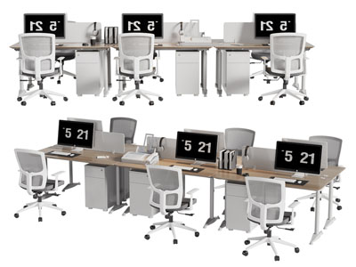 现代办公桌椅组合3d模型 现代办公桌椅组合