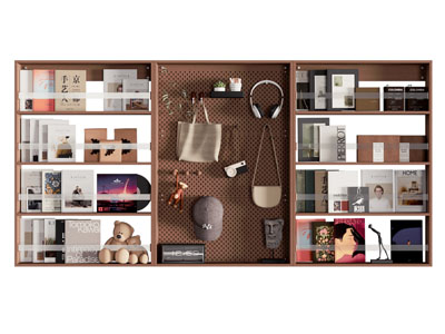 现代中古风洞洞眼墙面书柜 收纳柜 墙饰3d模型 现代中古风洞洞眼墙面书柜 收纳柜 墙饰